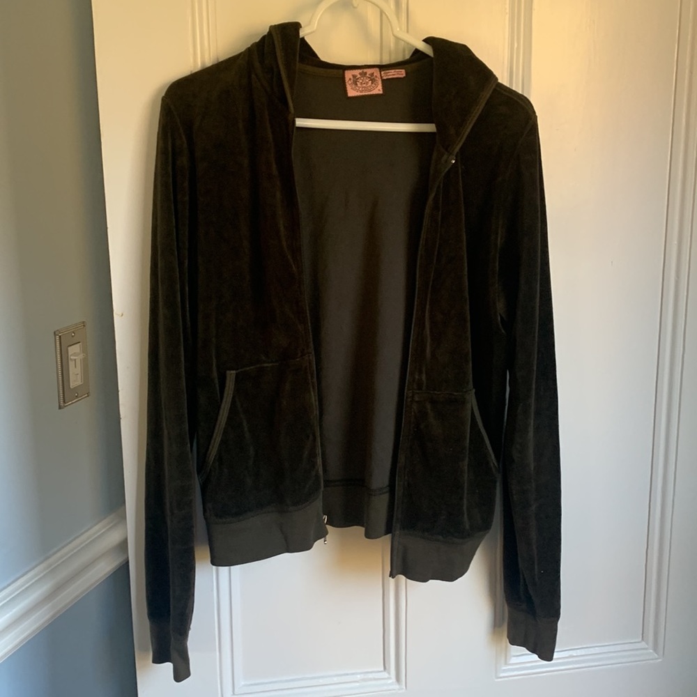 Juicy Couture Velour Olive Green Hoodie with zipper